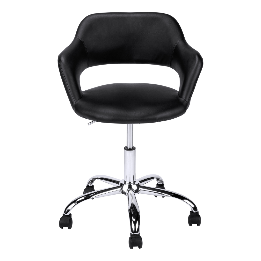 Veluxo – Fauteuil de bureau à dossier bas aspect cuir – Noir et chrome