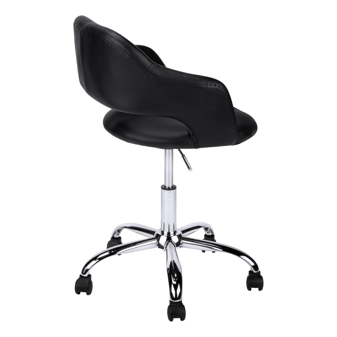 Veluxo – Fauteuil de bureau à dossier bas aspect cuir – Noir et chrome