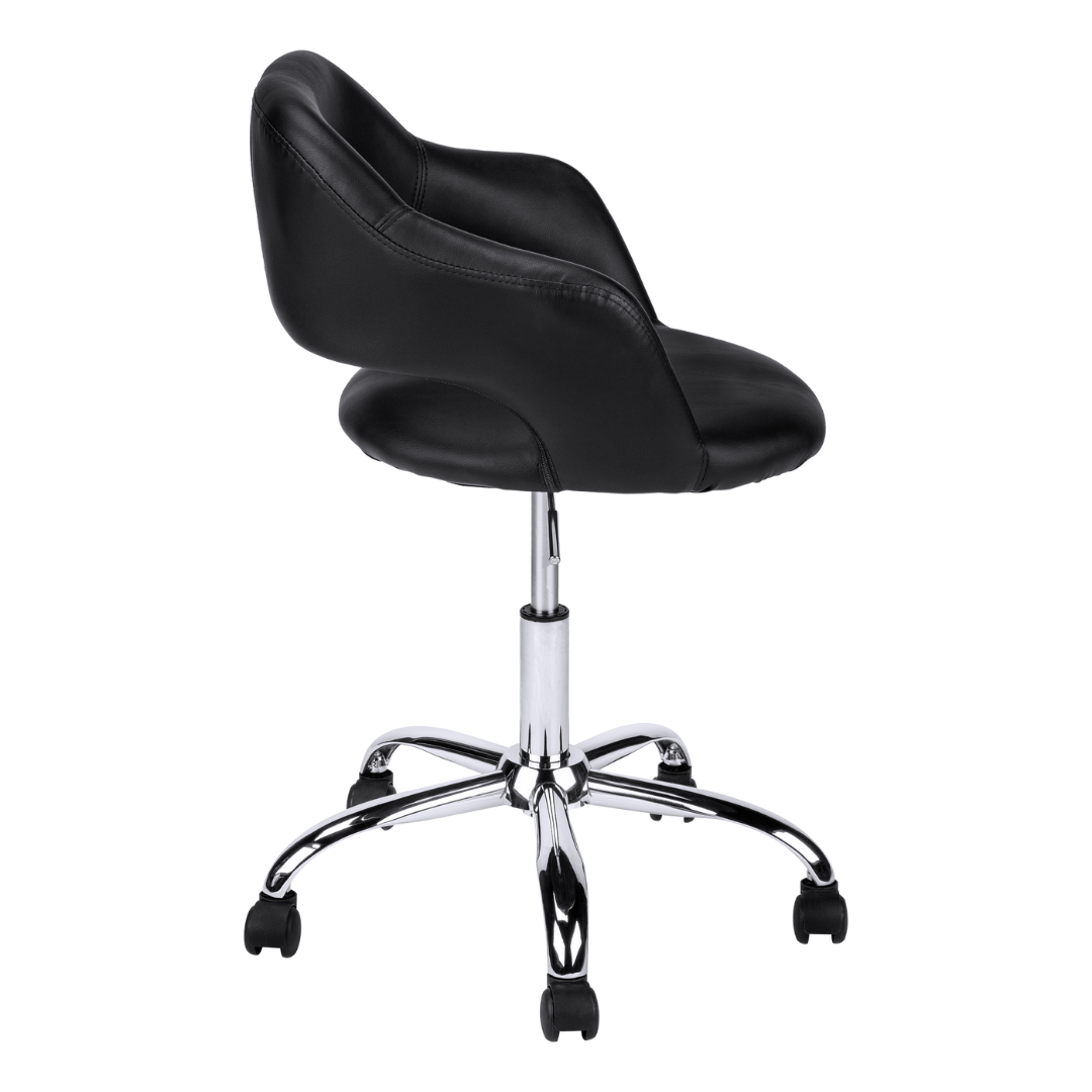 Veluxo – Fauteuil de bureau à dossier bas aspect cuir – Noir et chrome