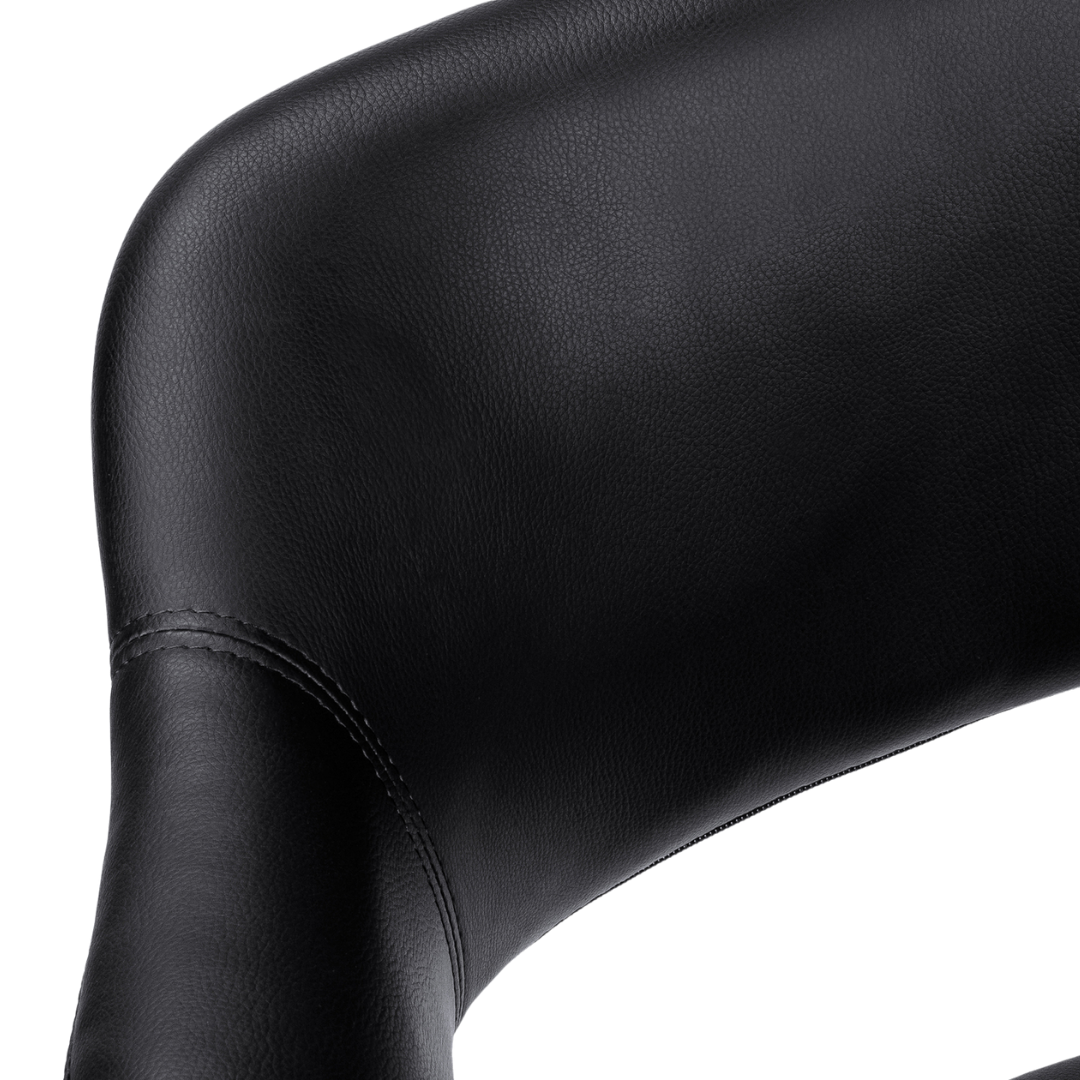 Veluxo – Fauteuil de bureau à dossier bas aspect cuir – Noir et chrome