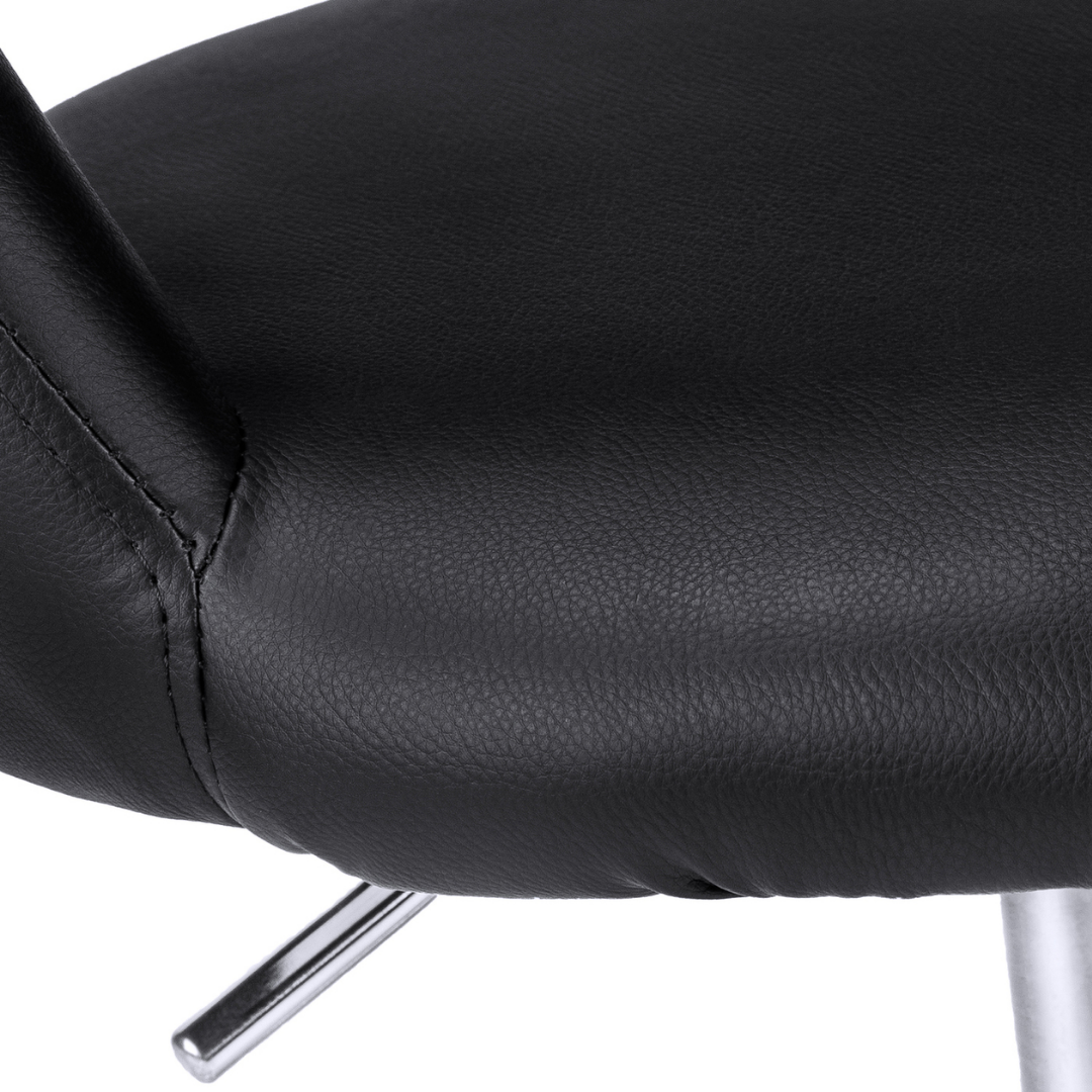 Veluxo – Fauteuil de bureau à dossier bas aspect cuir – Noir et chrome