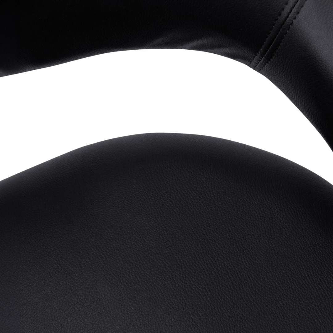 Veluxo – Fauteuil de bureau à dossier bas aspect cuir – Noir et chrome