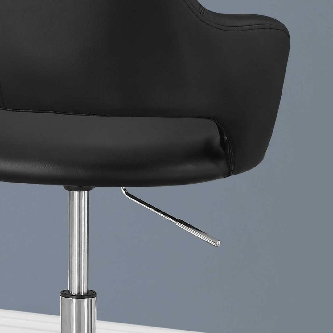 Veluxo – Fauteuil de bureau à dossier bas aspect cuir – Noir et chrome