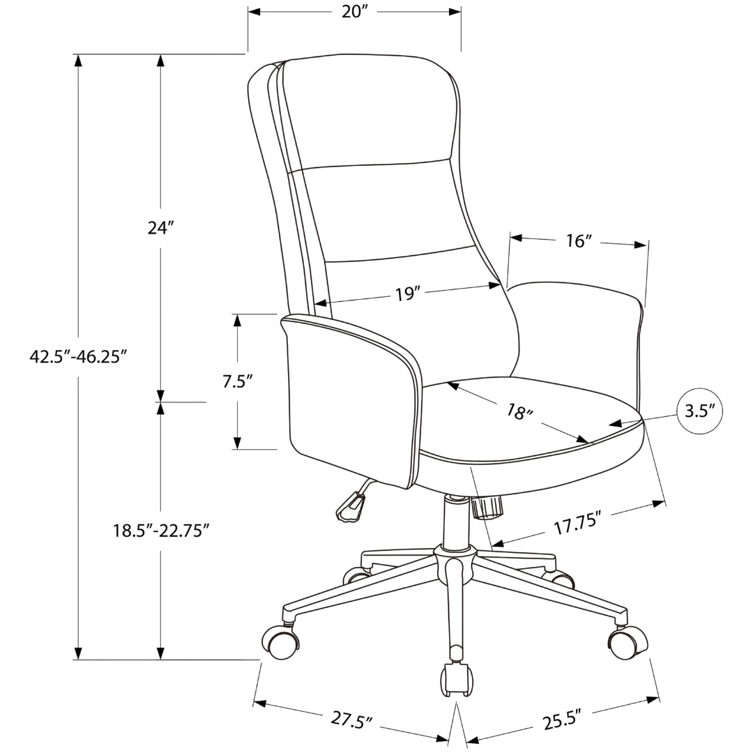 Execello – Fauteuil de bureau à dossier haut – Noir