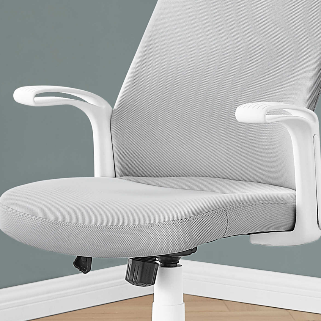 Ergomax – Fauteuil de bureau à dossier haut – Tissu blanc et gris