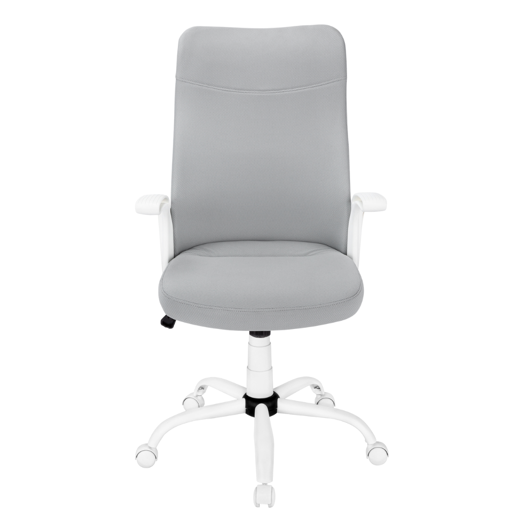 Ergomax – Fauteuil de bureau à dossier haut – Tissu blanc et gris