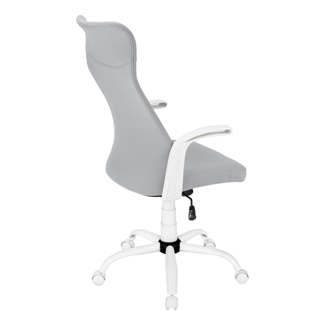 Ergomax – Fauteuil de bureau à dossier haut – Tissu blanc et gris