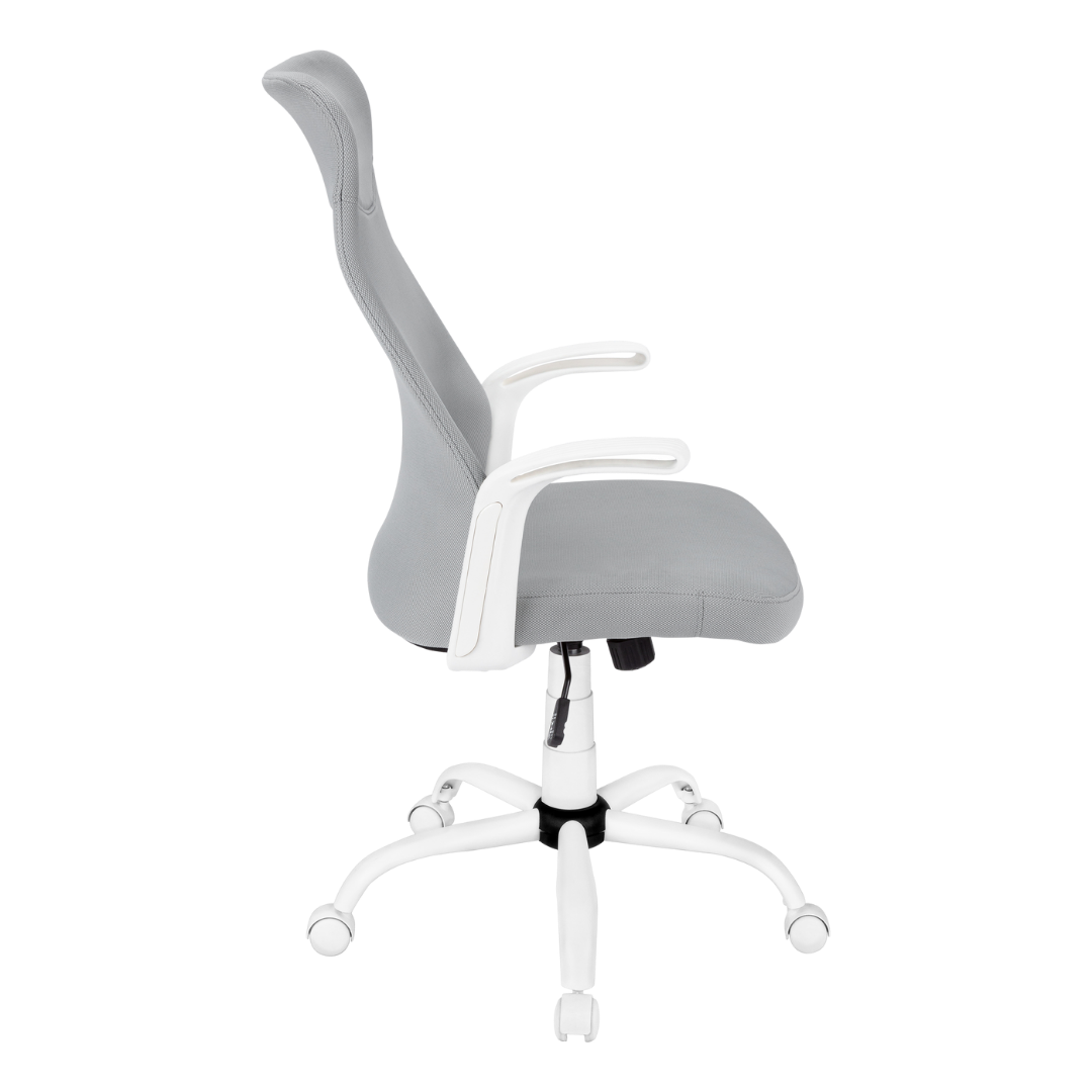 Ergomax – Fauteuil de bureau à dossier haut – Tissu blanc et gris