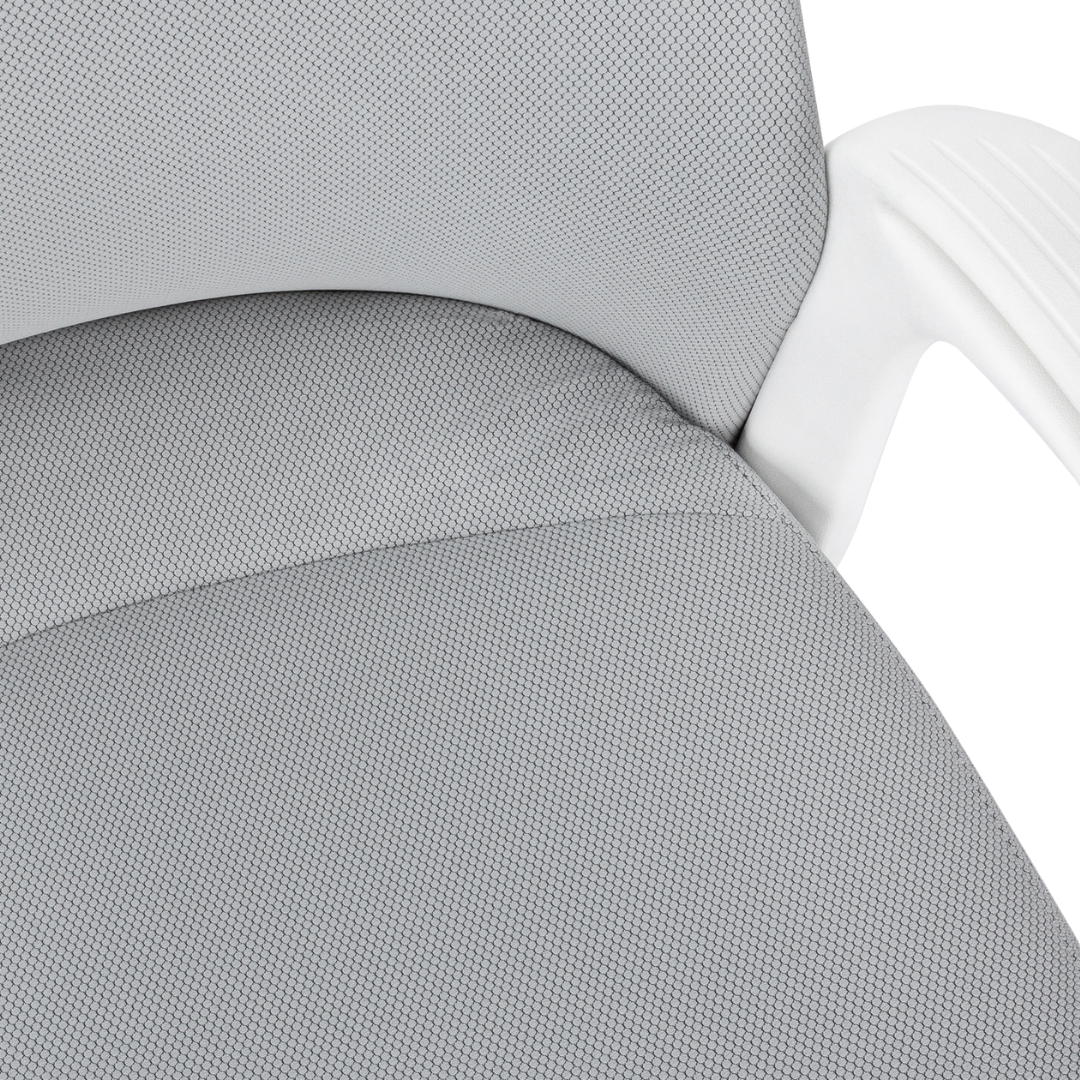 Ergomax – Fauteuil de bureau à dossier haut – Tissu blanc et gris