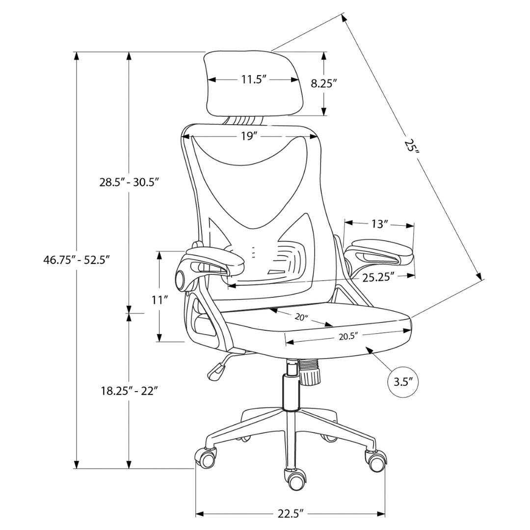 Aeroblade – Chaise de bureau à dossier haut en maille – Noire