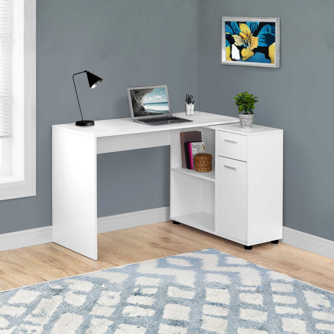 Sarvio – L-Shape Computer Desk – White