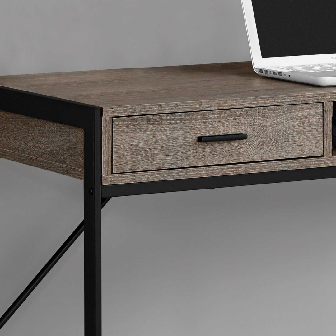 Framevo – Bureau – Taupe foncé / Métal noir