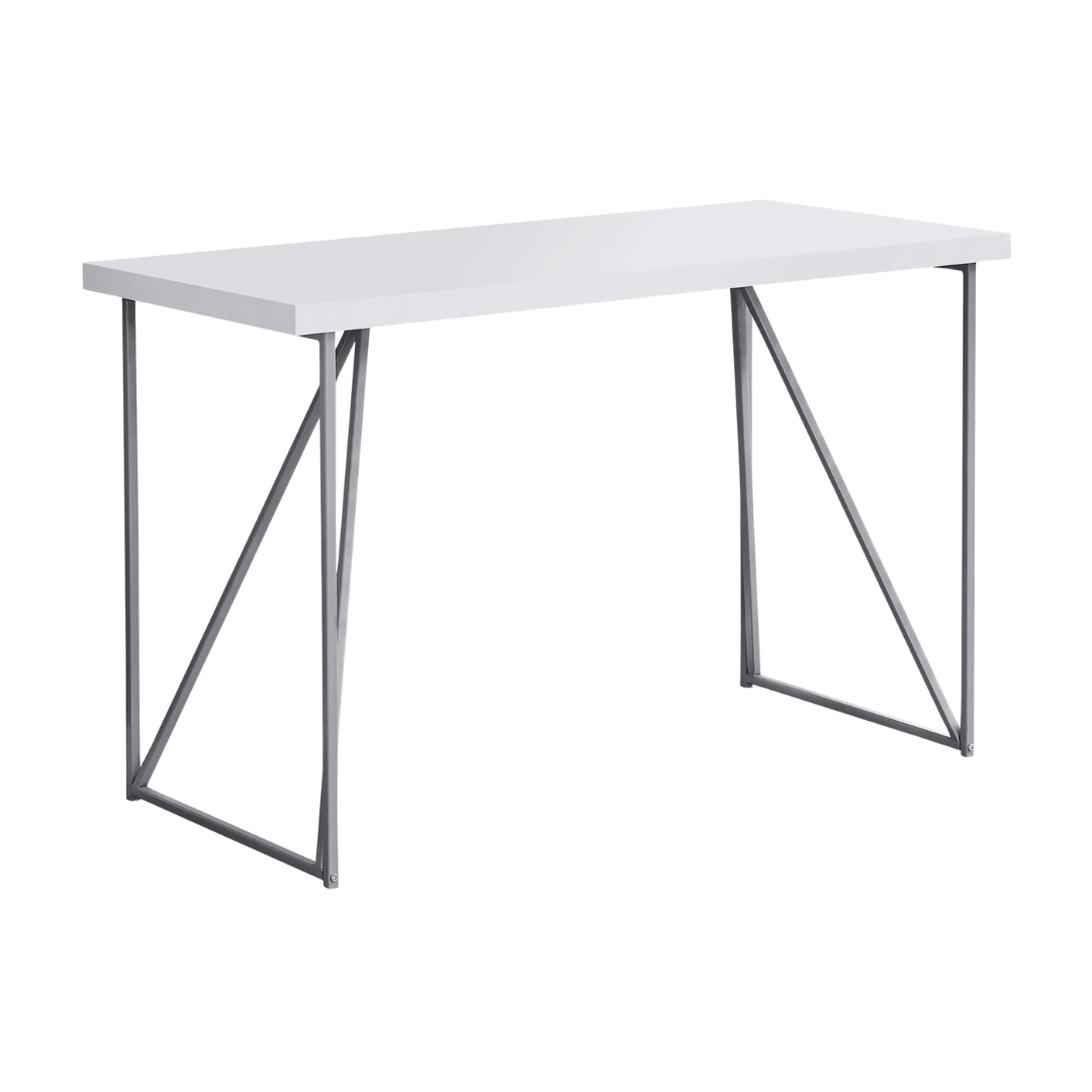 Merido – Computer Desk – White / Silver Metal