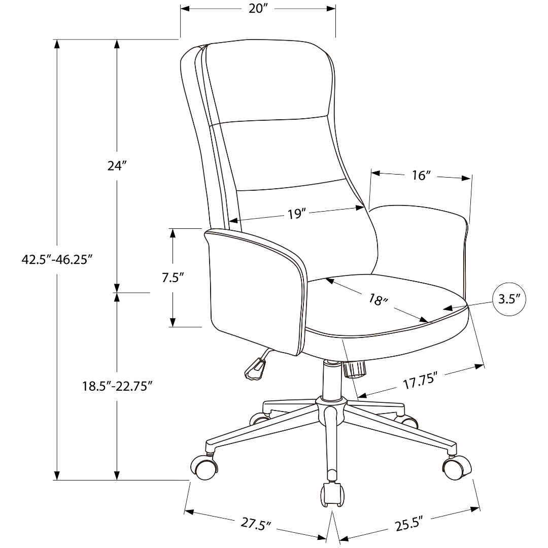 Execello – Fauteuil de bureau à dossier haut – Marron