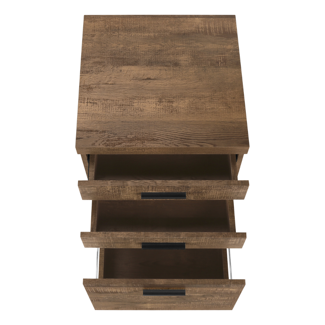 Rustelo – 3-Drawer Filing Cabinet – Brown Reclaimed Wood