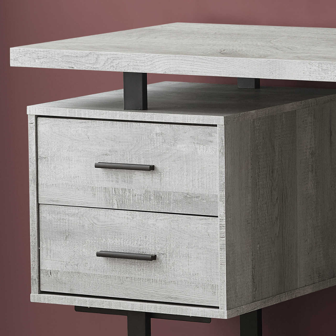 Floatrex – Computer Desk – Grey Reclaimed Wood / Black Metal