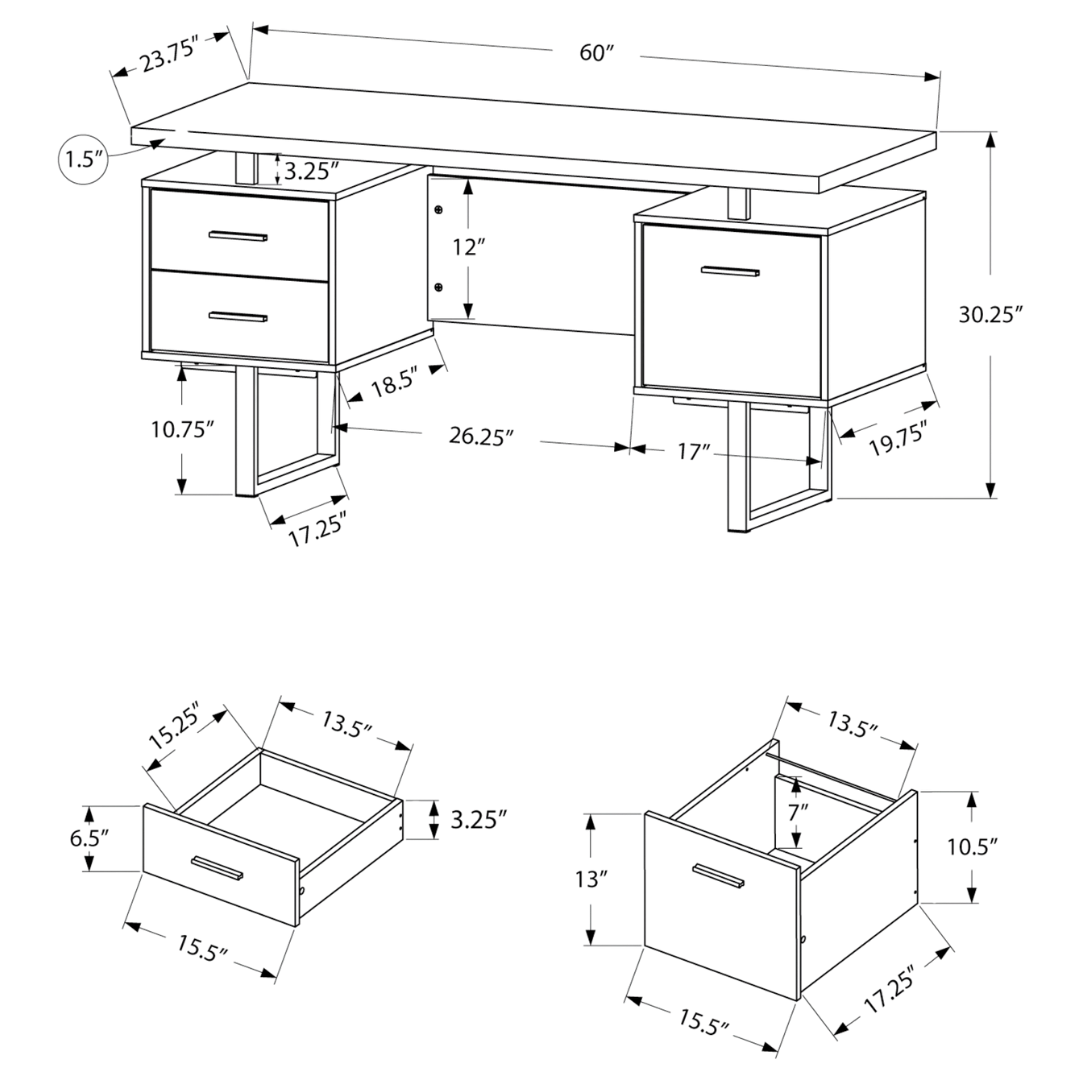 Floatrex – Computer Desk – Grey Reclaimed Wood / Black Metal