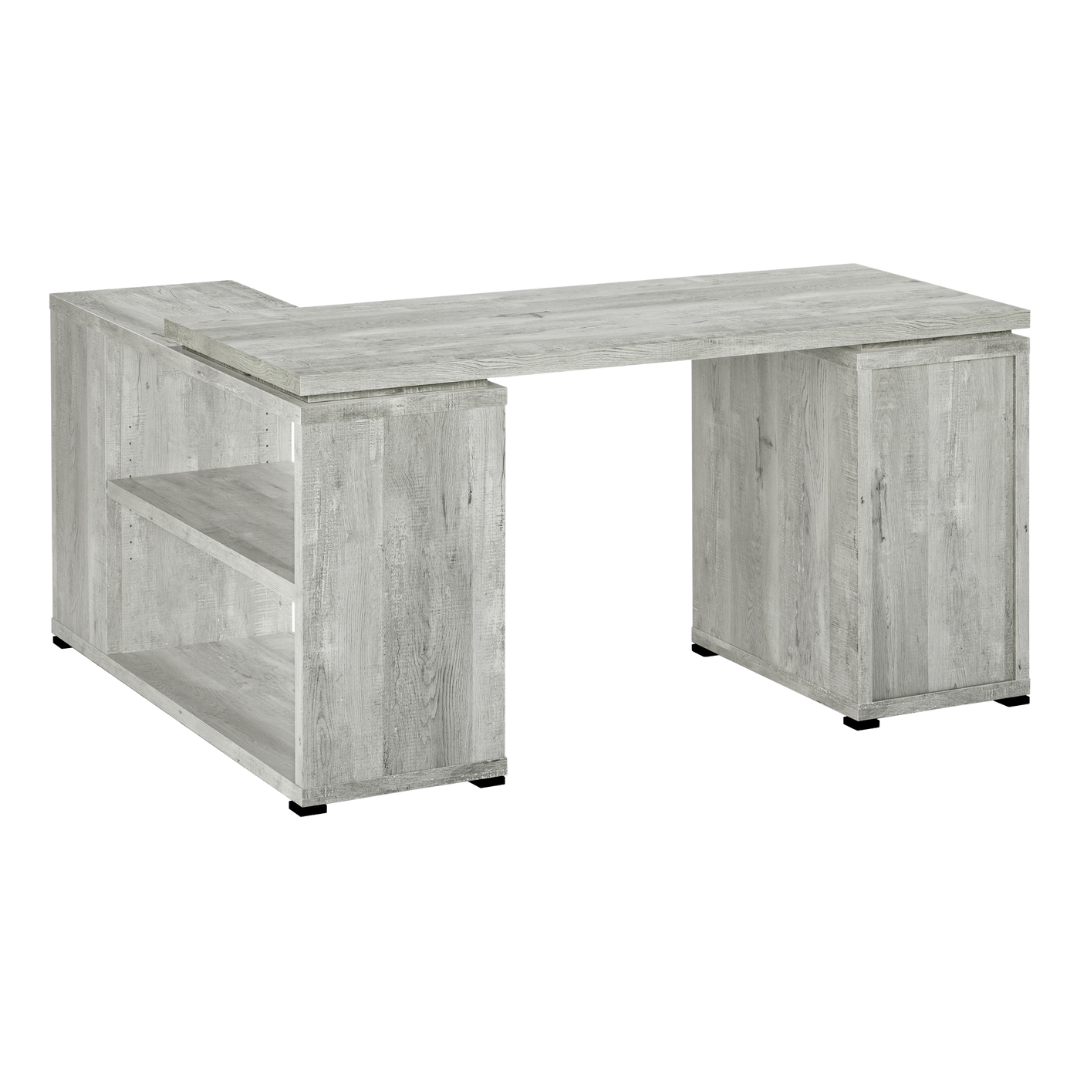 Cornerix – Bureau d'ordinateur en forme de L – Bois recyclé gris