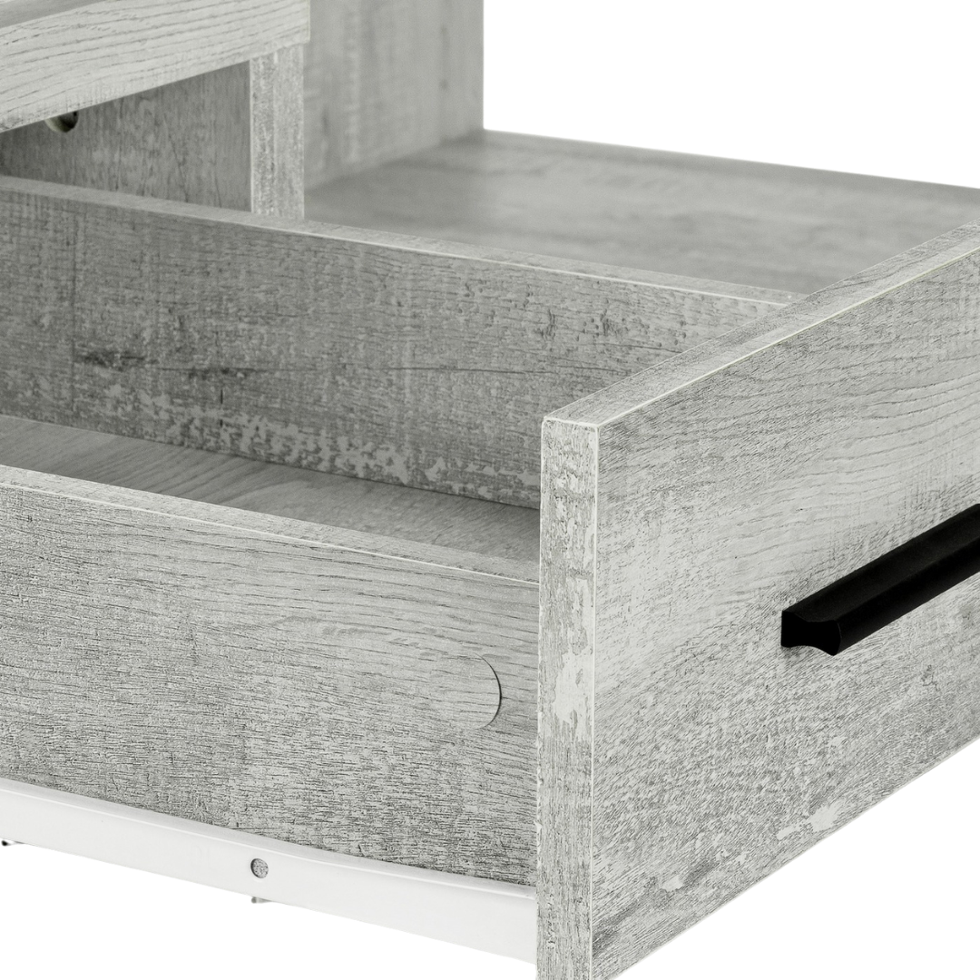 Cornerix – Bureau d'ordinateur en forme de L – Bois recyclé gris