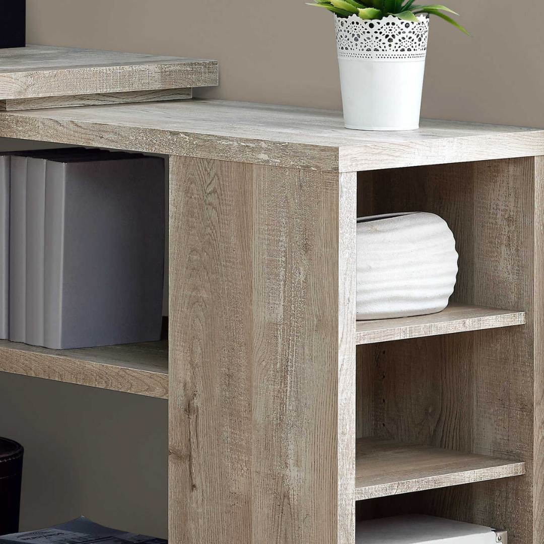 Cornerix – L-Shape Computer Desk – Taupe Reclaimed Wood