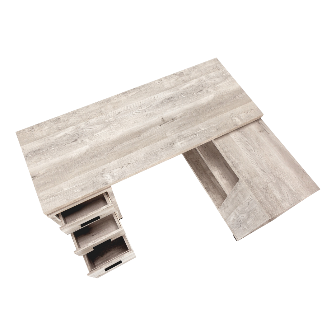 Cornerix – L-Shape Computer Desk – Taupe Reclaimed Wood