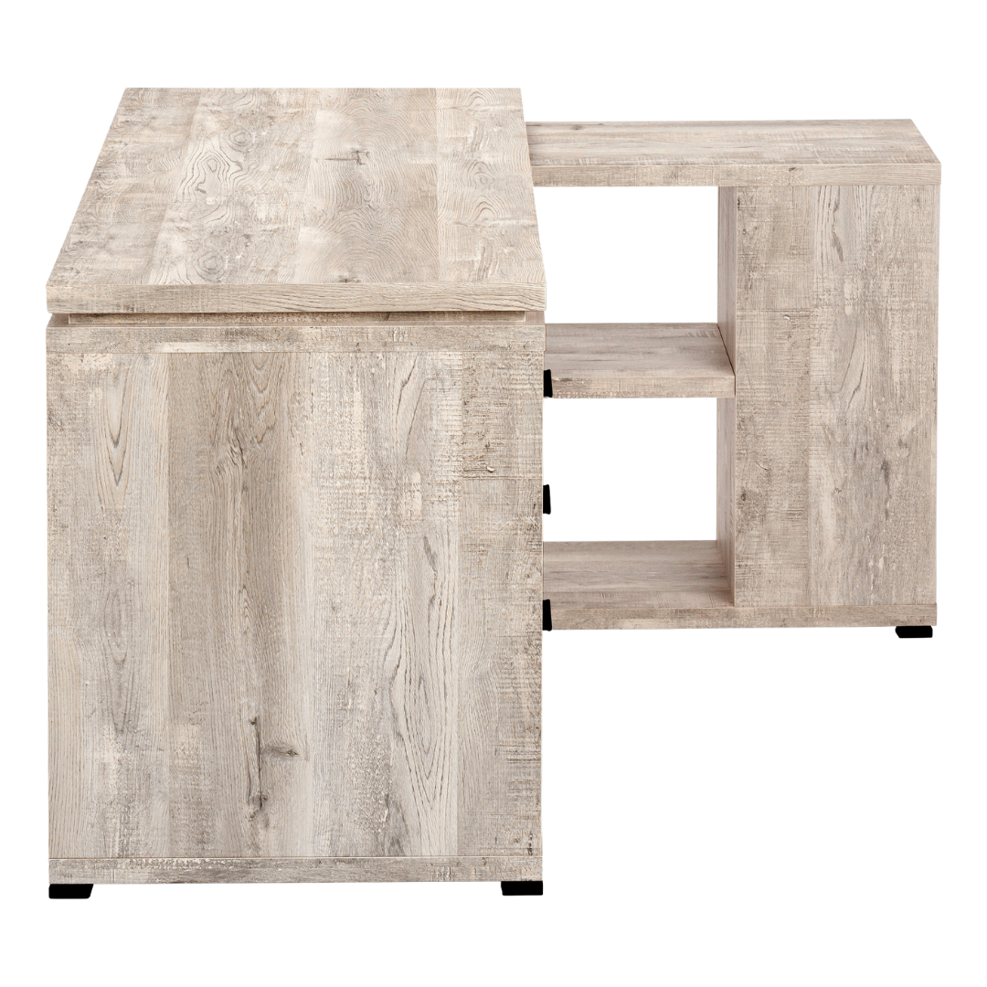 Cornerix – L-Shape Computer Desk – Taupe Reclaimed Wood