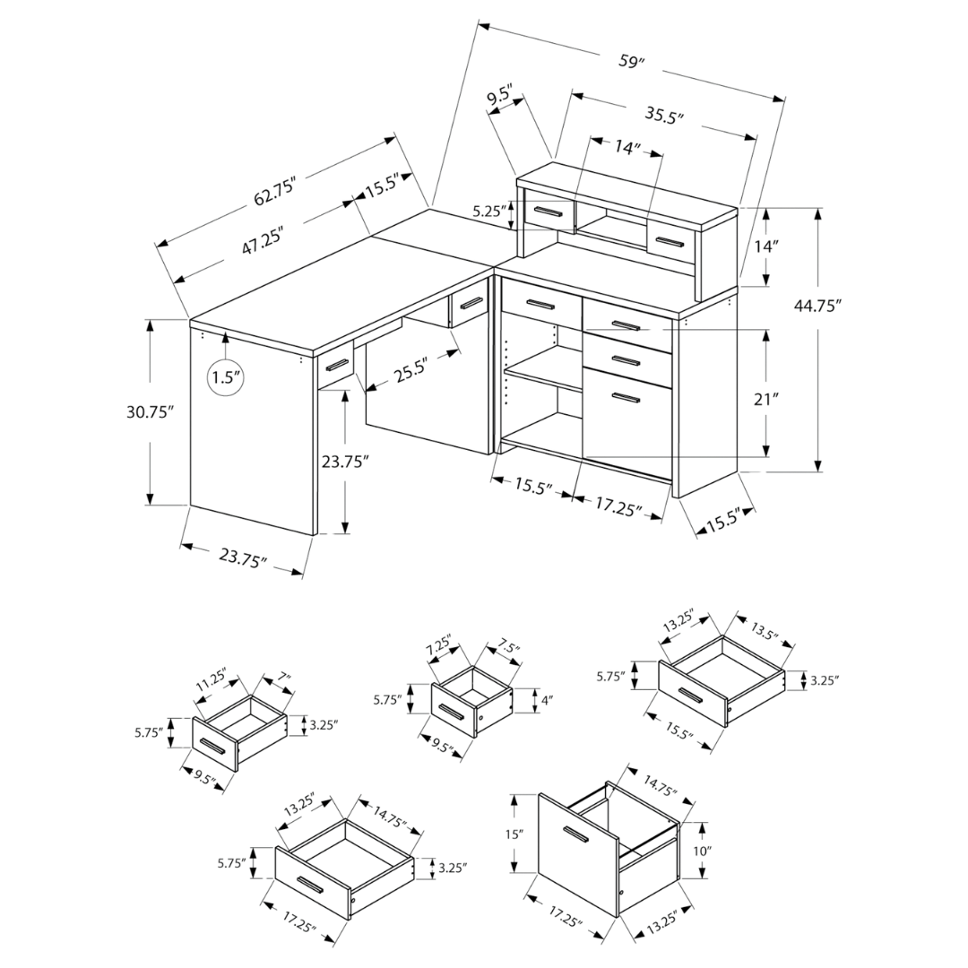 Hutchera – L-Shape Corner Desk with Hutch – Brown Reclaimed Wood