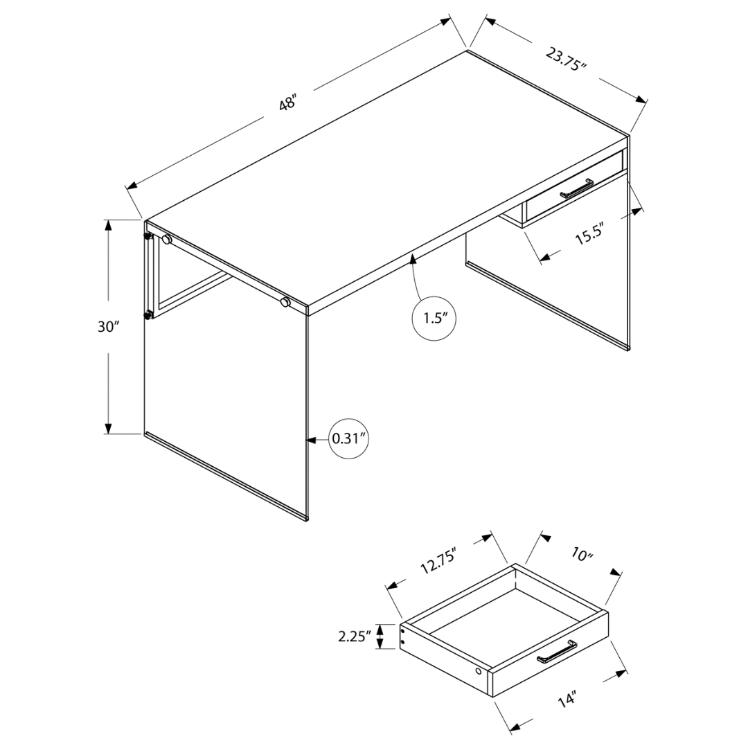 Bureau Glassira – Bois recyclé brun / Verre