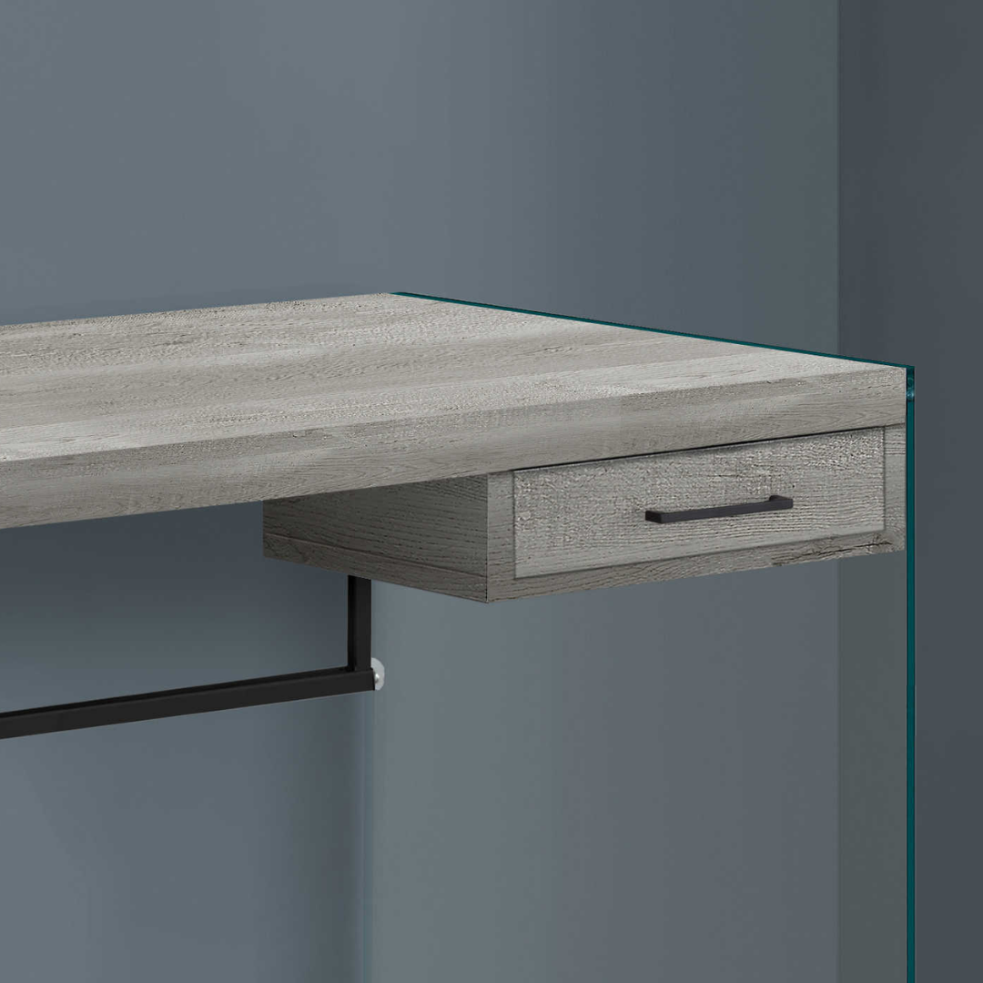 Bureau Glassira – Bois recyclé gris / Verre