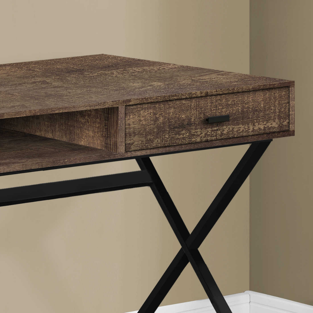 Bureau Krossen – Métal recyclé marron / Métal noir