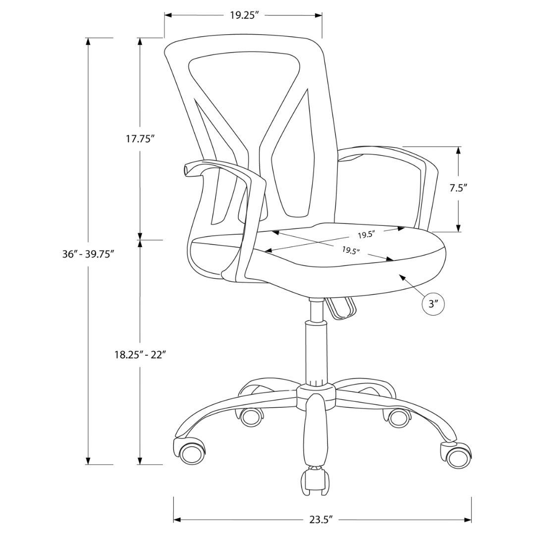 Aerovista – Chaise de bureau mi-haute en maille – Noir et chrome