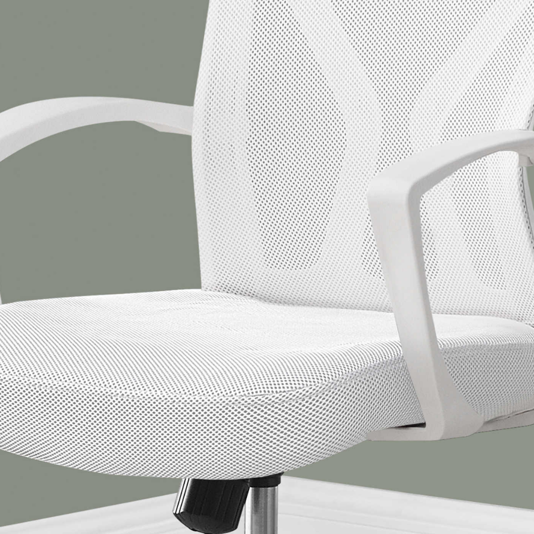 Aerovista – Chaise de bureau mi-haute en maille – Blanc et chrome