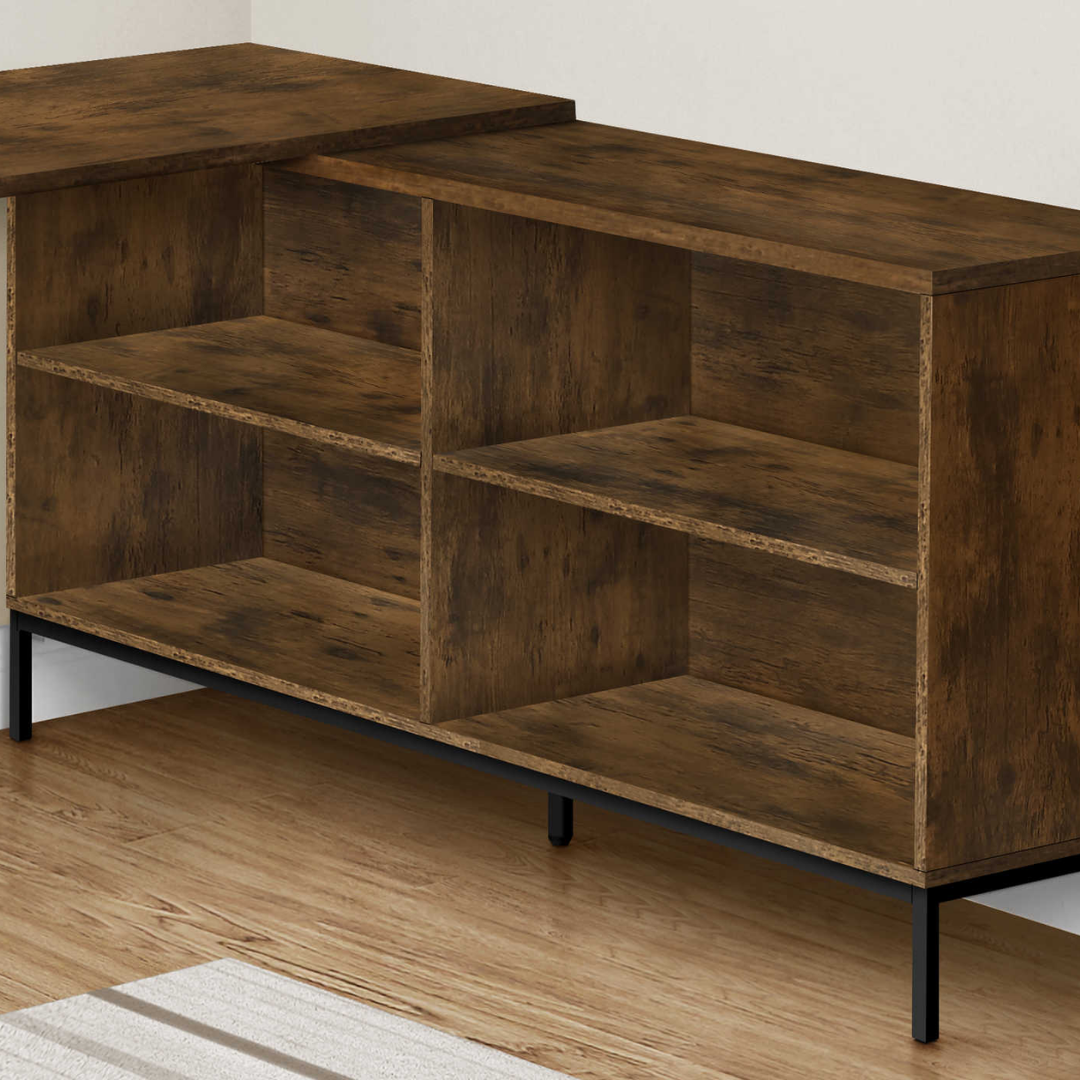 Oakvion – L-Shape Computer Desk – Rustic Brown