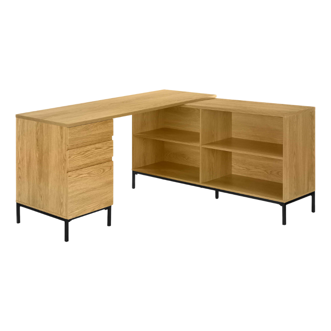 Bureau d'ordinateur en L Oakvion – Chêne clair