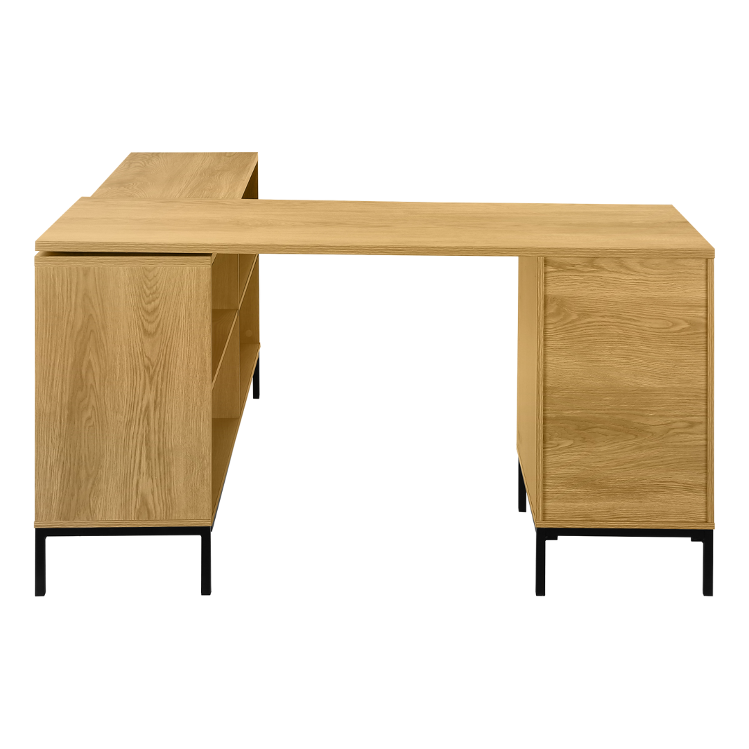 Oakvion – L-Shape Computer Desk – Light Oak