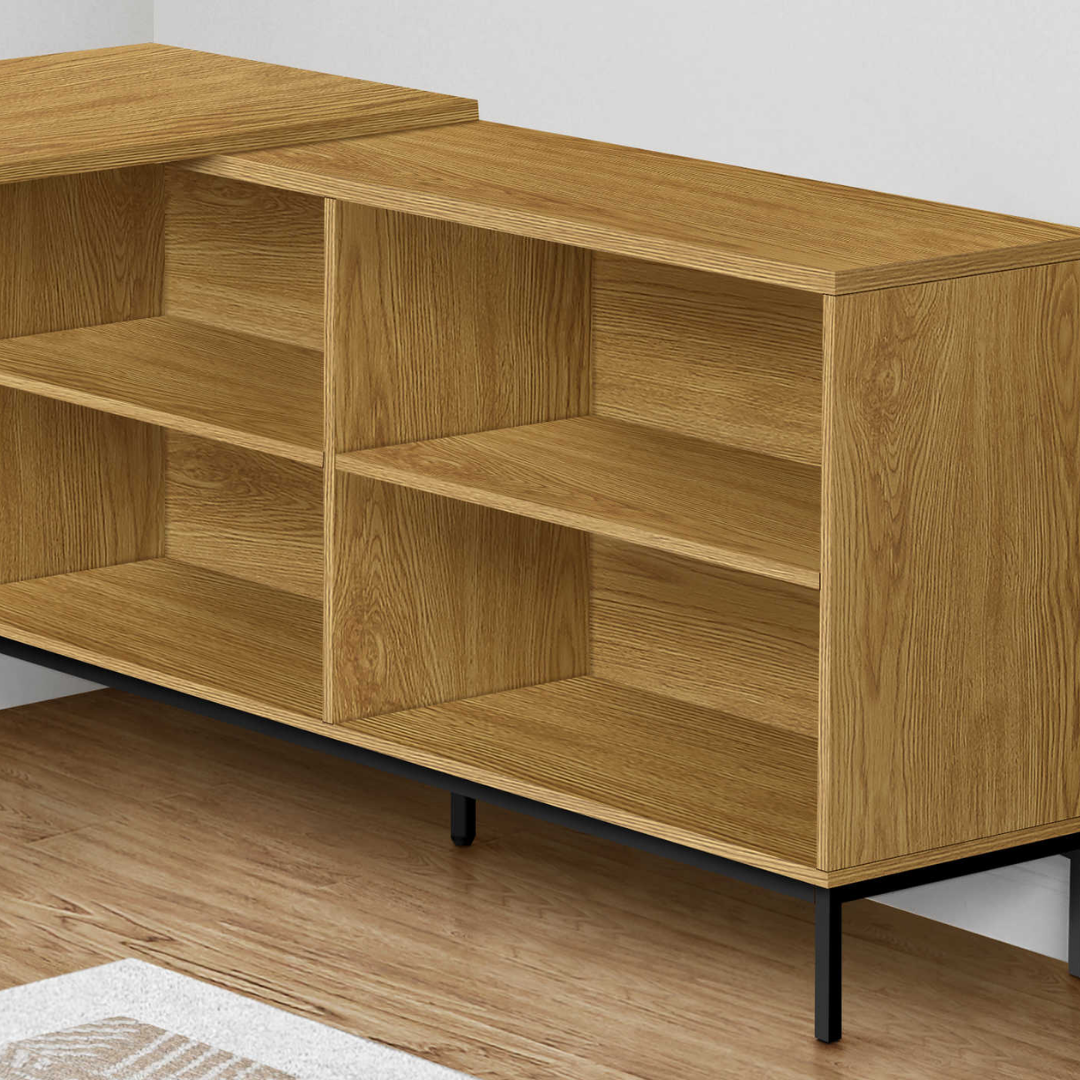 Oakvion – L-Shape Computer Desk – Light Oak