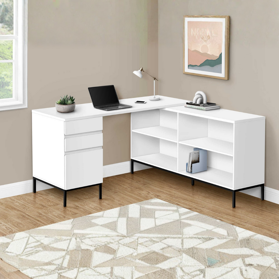 Oakvion – L-Shape Computer Desk – White
