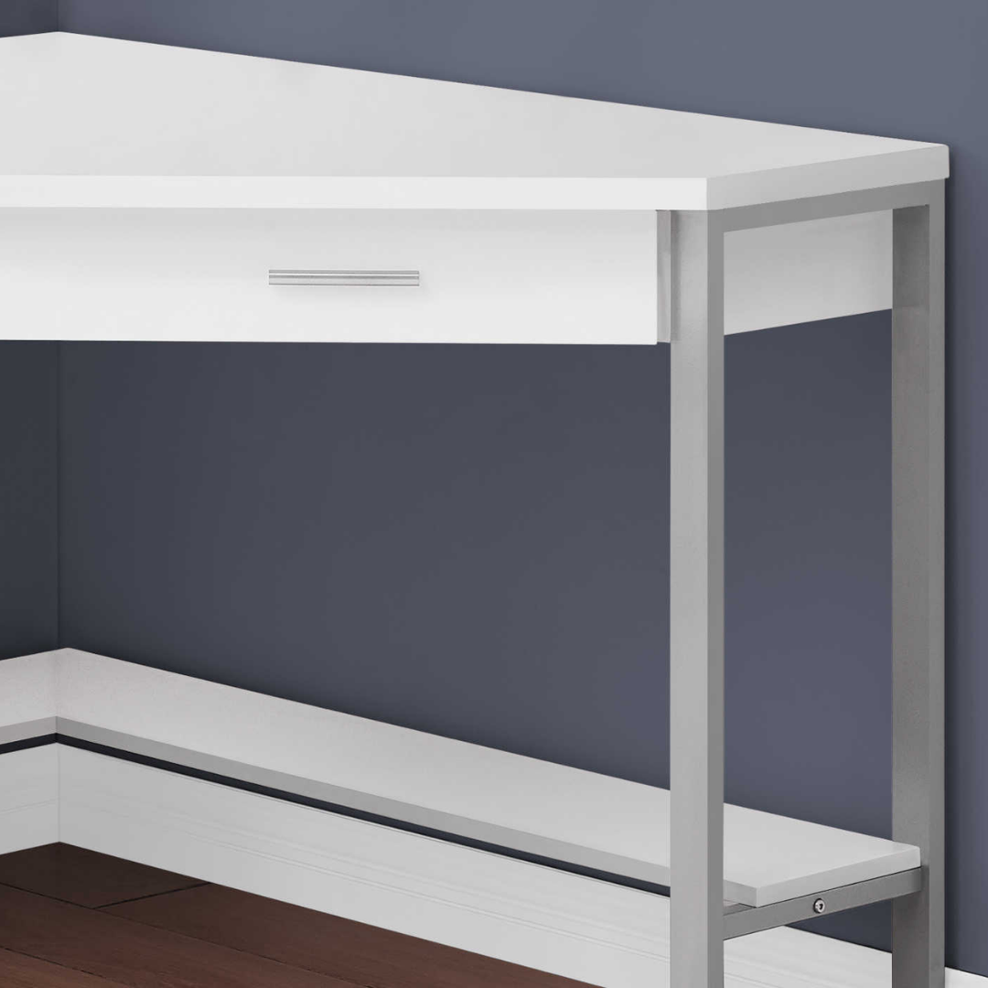 Cornera – Bureau d'angle – Métal blanc/argenté