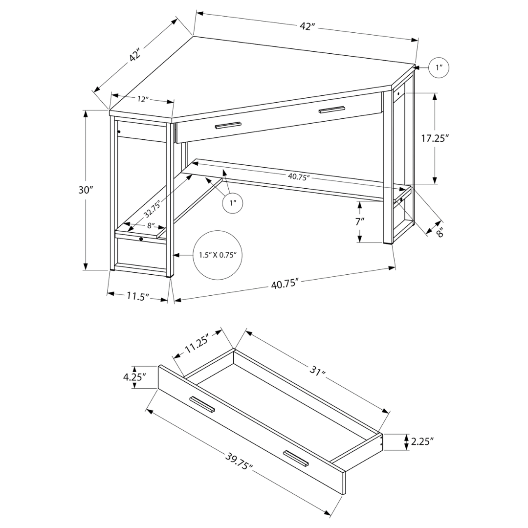 Cornera – Bureau d'angle – Bois de récupération brun