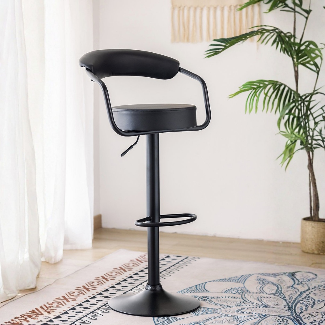 Arvion – Lot de 2 – Tabourets de bar réglables – Noir