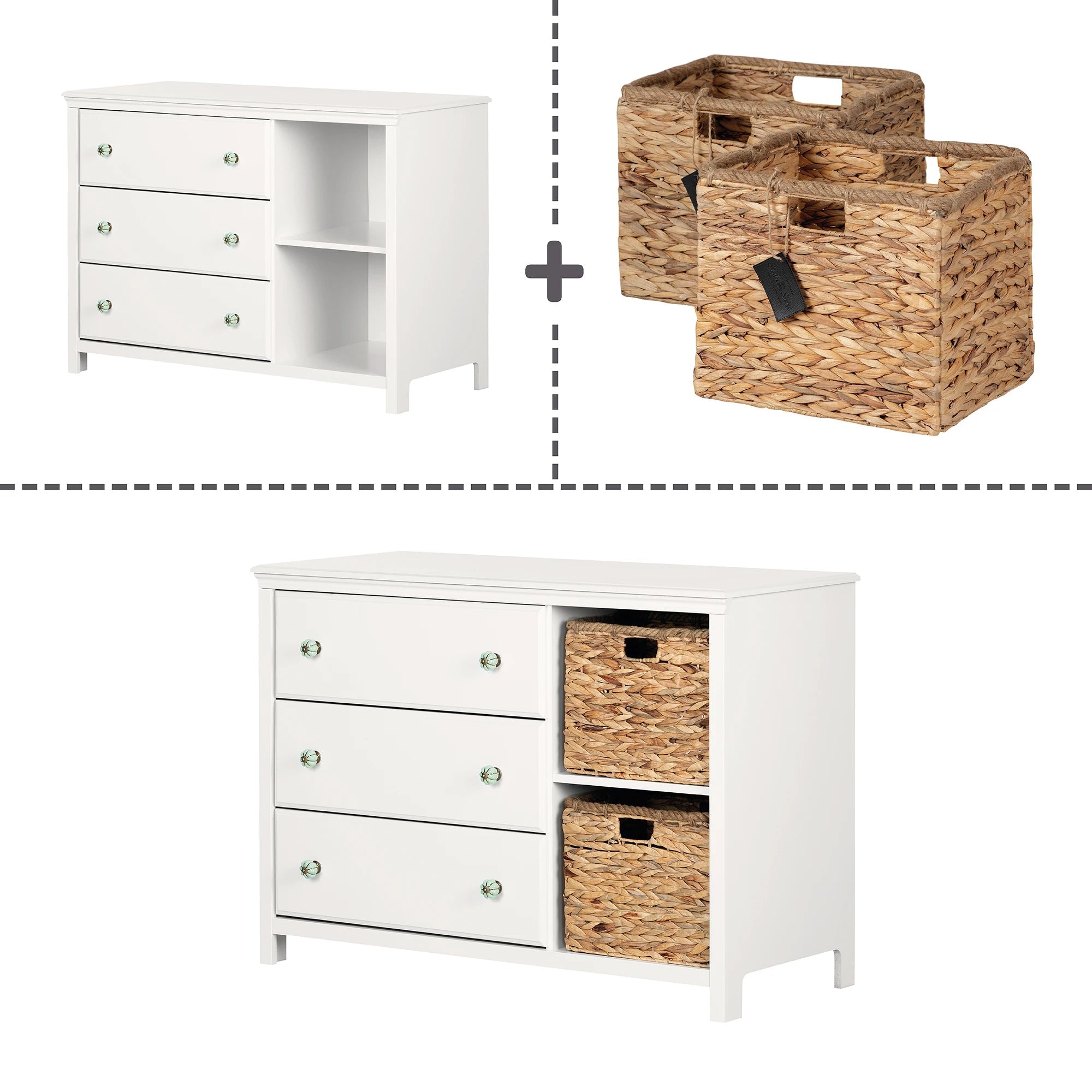 3-Drawer Dresser with Baskets - Balka