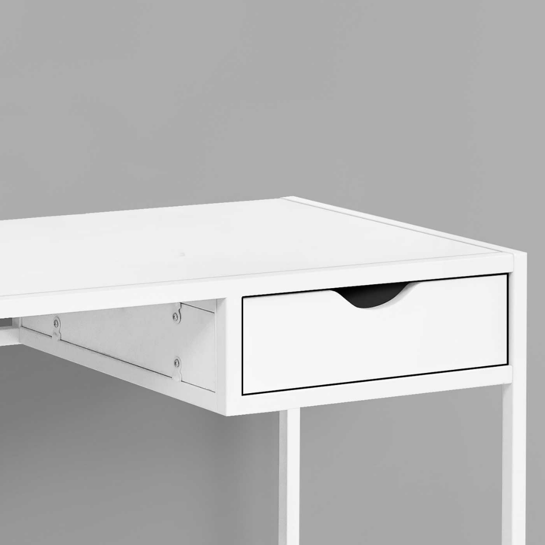 Bureau Slimvora – Blanc / Métal blanc