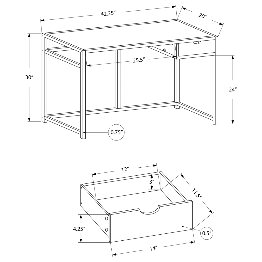 Slimvora – Writing Desk – Black Marble-Look / Black Metal