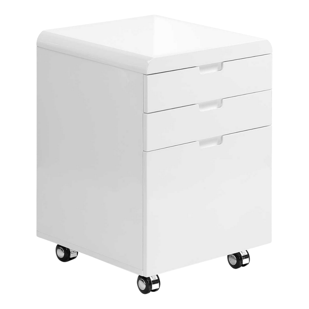 Glossivia – Classeur à 3 tiroirs – Blanc brillant