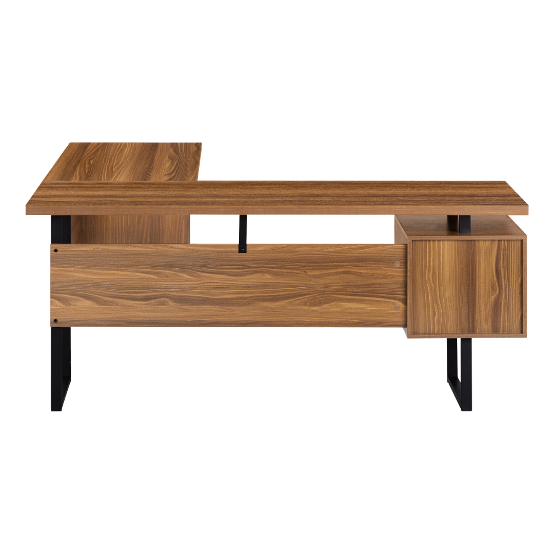 Arcavista – Bureau en L – Noyer / Métal noir