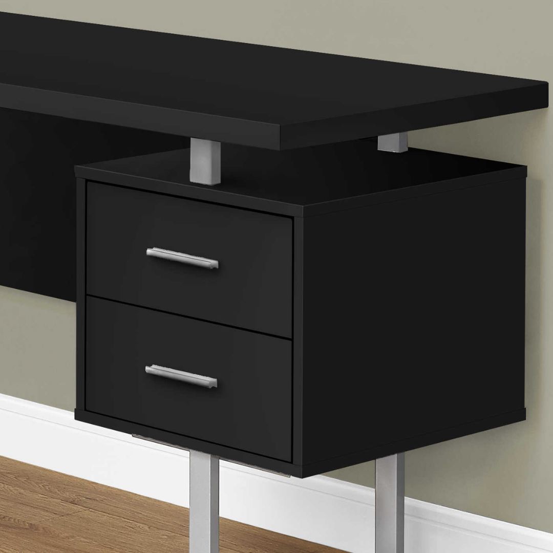 Arcavista – Bureau en L – Métal noir/argenté