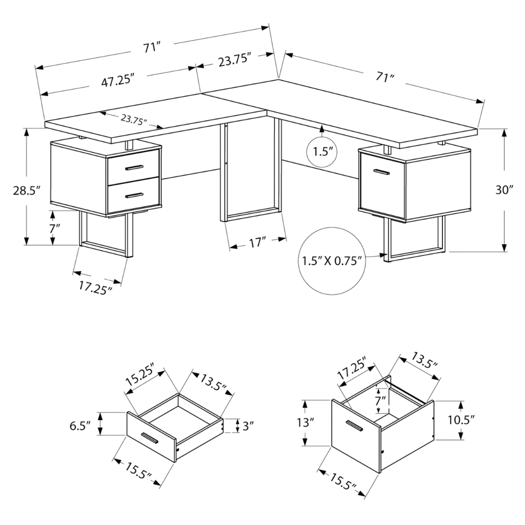 Arcavista – Bureau en L – Métal noir/argenté