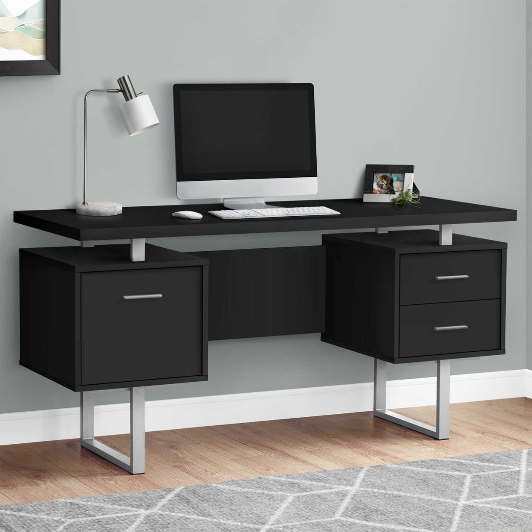 Floatrex – Bureau d'ordinateur – Métal noir/argenté