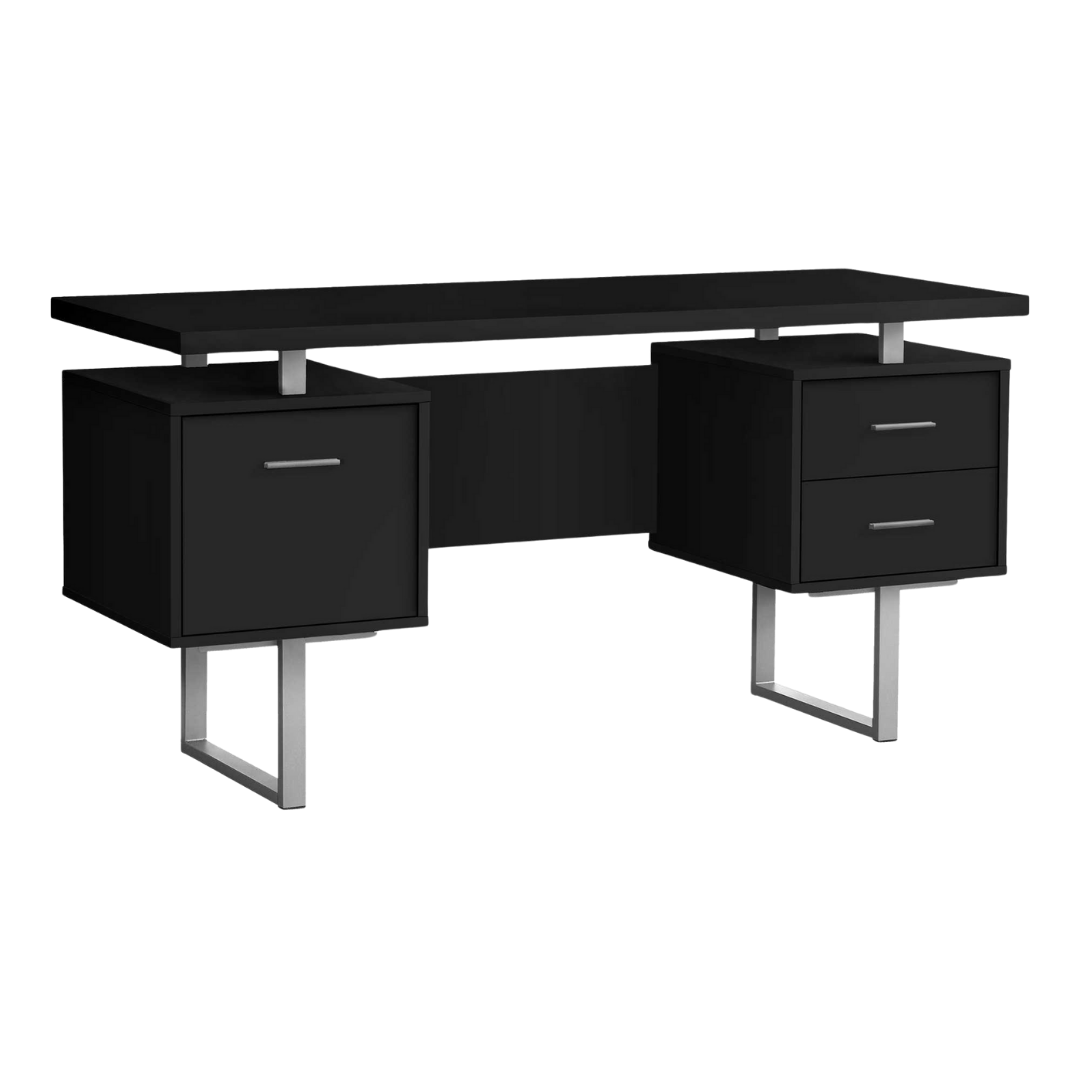 Floatrex – Bureau d'ordinateur – Métal noir/argenté