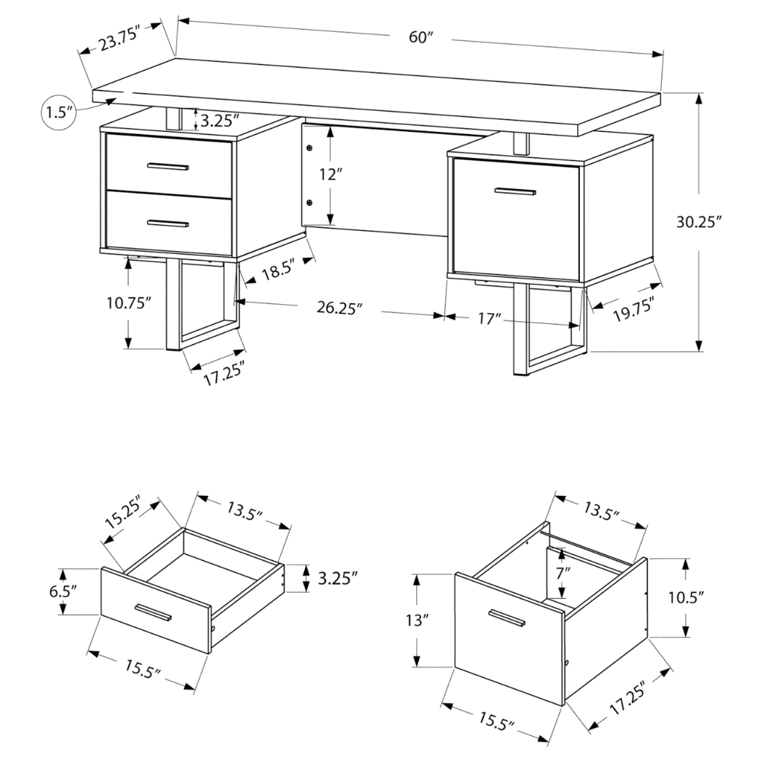 Floatrex – Computer Desk – Black / Silver Metal